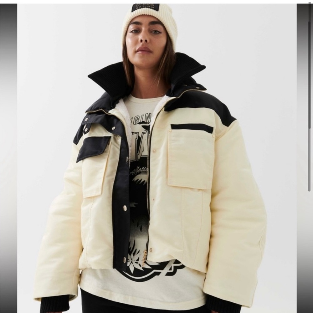 PE nation warm winter jacket with removable collar